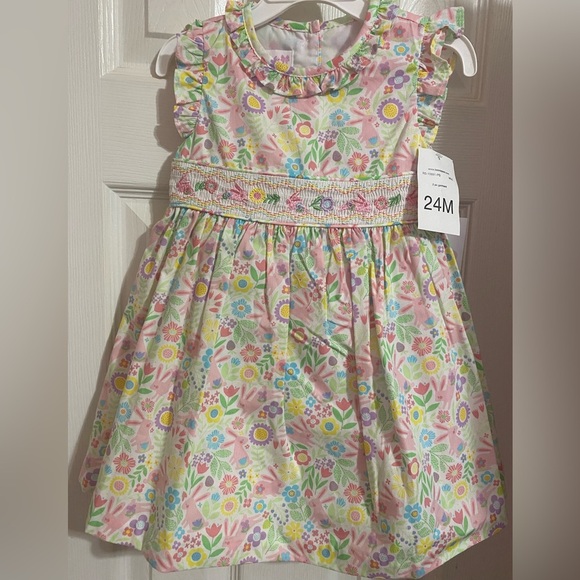 NWT Bonnie Baby Smocked Easter Dress & Diaper Cover - Picture 1 of 9